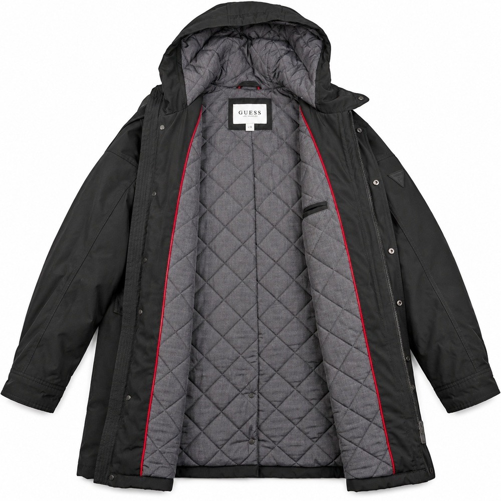 Guess Los Angeles Parka Jacket Men's XL Black Hooded Insulated Winter Utility